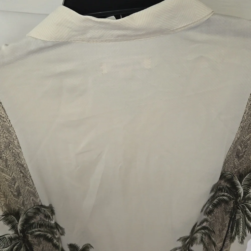 Pierre Cardin Cream Casual Button Down Shirt with Tropical Print - Picture 7 of 8